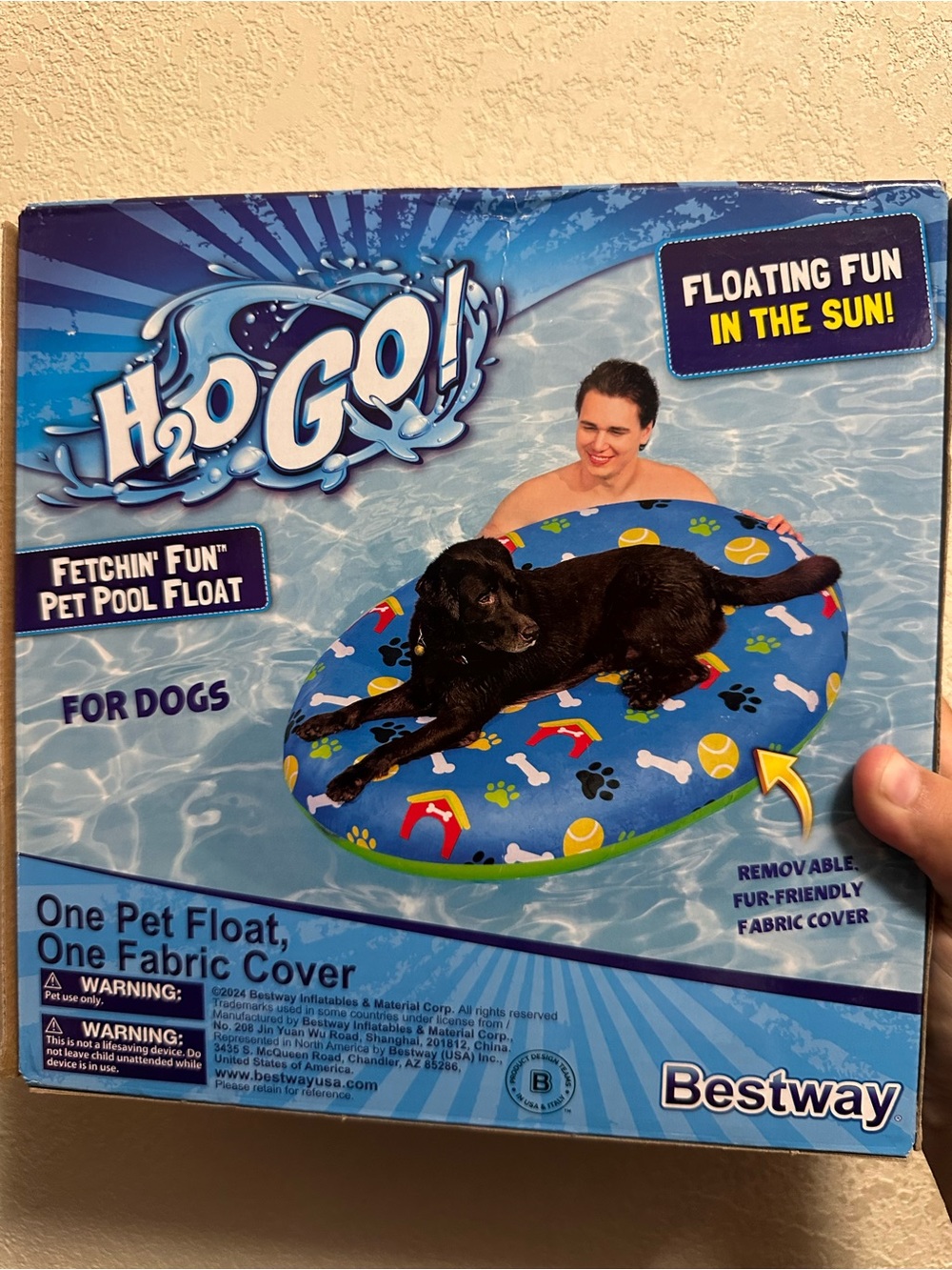 H2OGO! Blue Fetchin' Fun Pet Pool Float with Removable Fabric Cover Brand New